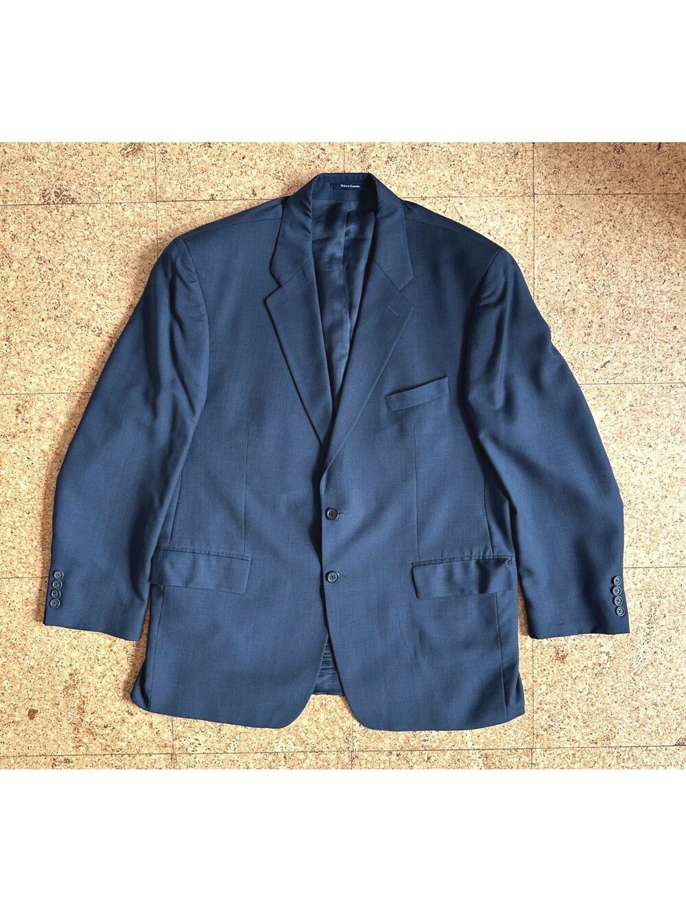 Vintage Chaps Ralph Lauren Blazer Men's 46R Navy Wool Cashmere Lined Windowpane